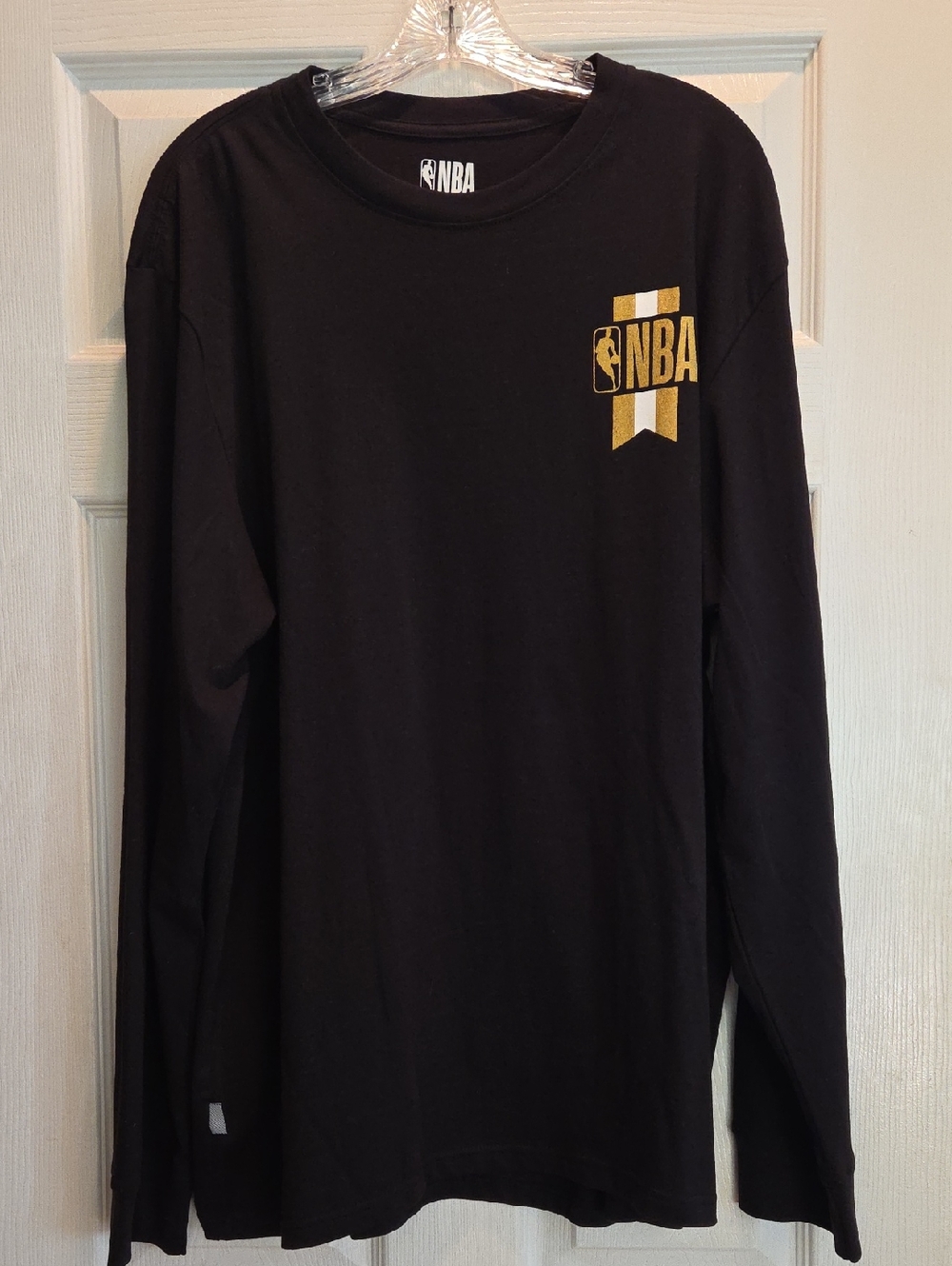 NBA Black Long Sleeve Tee with Gold Logo Accent